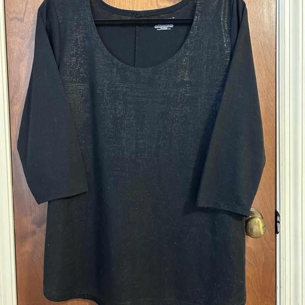 Lane Bryant Black Women's T-Shirt with metallic front
